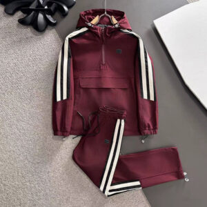 [M~5XL]발렌시아가 사이드라인 캐주얼 후드 아노락 트레이닝 세트 버건디