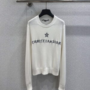 [S~L]디올 화이트 캐시미어 니트 & 블랙 Dior Alphabet 모티브 스웨터 614S57A0053_X0930