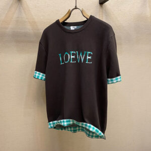[S~XL]로에베 체크 포인트 로고 반팔 니트 블랙