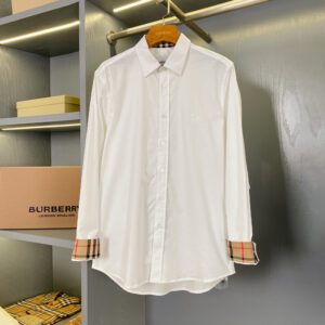 [S~2XL]버버리 클래식 소매 체크 셔츠 화이트