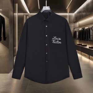 [M~2XL]루이비통 도트 로고 자수 셔츠 블랙