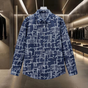 [M~2XL]펜디 데님 워싱 패턴 셔츠