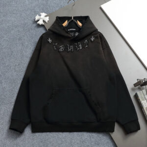 [S~XL]크롬하츠 빈티지 크로스 자수 로고패치 후드티셔츠 블랙