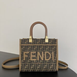 FENDI 펜디 선샤인 스몰 브라운 FF 자카드 패브릭 백 8bh394alvyf1ge3