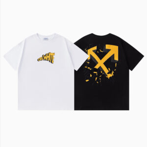 [S~XL]오프화이트 옐로우 카툰 애로우 프린팅 반팔 티셔츠 2color