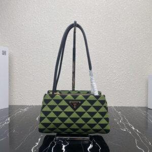 PRADA 프라다 스몰 자수 패브릭 심볼 백 블랙&그린 1BA368-2FKL-F0G5R-V-OOO