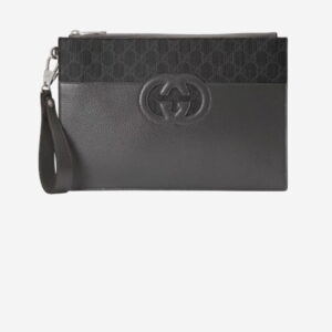 GUCCI 구찌 인터로킹 G 슈프림 컷아웃 파우치 블랙 그레이 723320-K9GSN-1151