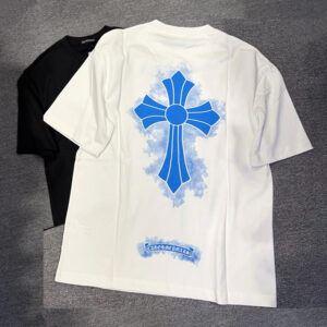 [S~XL]크롬하츠 블루 십자가 그래픽 티셔츠 2color