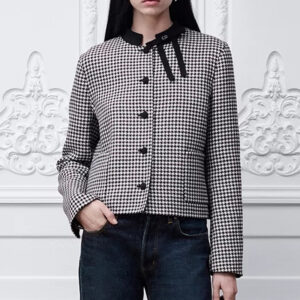 [S~XL]디올 블랙 앤 화이트 하운드투스 패턴 크롭 재킷 620V27A1D18_X9330 1