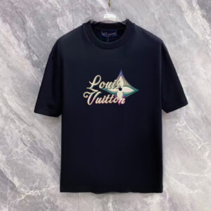[S~2XL]루이비통 그라디언트 로고 자수패치 티셔츠 블랙