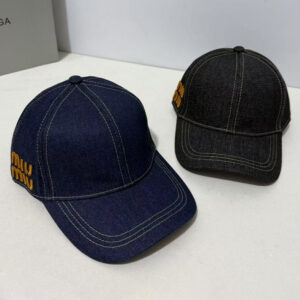 [키즈]미우미우 사이드 자수로고 데님 모자 2color