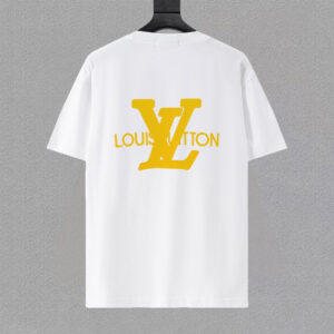 [M~3XL]루이비통 옐로우 LV 로고 프린트 티셔츠 화이트