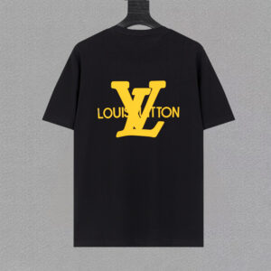 [M~3XL]루이비통 옐로우 LV 로고 프린트 티셔츠 블랙