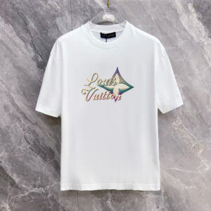 [S~2XL]루이비통 그라디언트 로고 자수패치 티셔츠 화이트