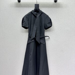 디올 드레스 Mid-Length Dress with Ascot-Effect Tied Collar