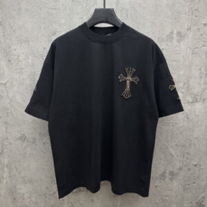 [S~XL]크롬하츠 멀티컬러 크로스 자수 티셔츠 블랙