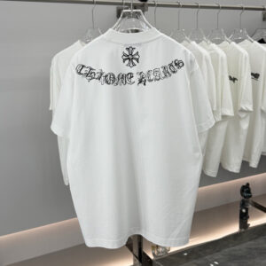[S~2XL]크롬하츠 백사이드 스크롤 로그 티셔츠 화이트