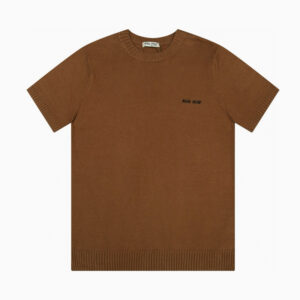 [M~2XL]미우미우 미니 로고 크루넥 니트 티셔츠 브라운