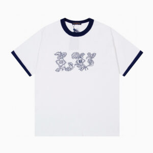 [M~2XL]루이비통 LV 플라워 자수 티셔츠 화이트