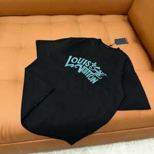 [S~XL]루이비통 자수 로고 반팔 티셔츠 블랙