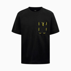 [S~XL]펜디 리본 드로스트링 셀러리아 스티치 티셔츠 블랙