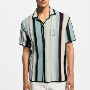[S~XL]루이비통 스트라이프드 크로셰 쇼트 슬리브드 셔츠