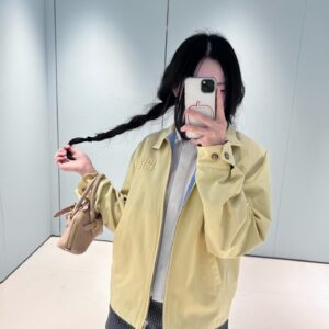 미우미우 포플린 블루종 자켓 바닐라,