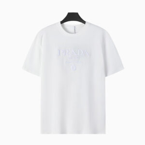 [S~XL]프라다 엠보 자수로고 티셔츠 화이트