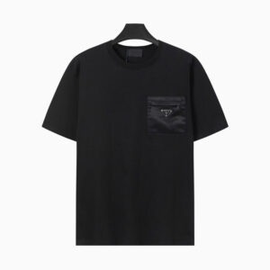 [S~XL]프라다 나일론 포켓 코튼 반팔 티셔츠 블랙