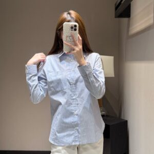 생로랑 Saint Laurent 스트라이프 코튼 셔츠 블루 1