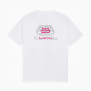 [M~2XL]발렌시아가 듀얼 BB 로고 반팔 티셔츠 화이트