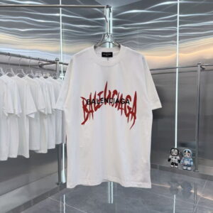 [S~2XL]발렌시아가 더블 로고 프린팅 티셔츠 화이트