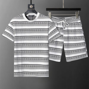 [M~3XL]돌체앤가바나 DG 로고 스트라이프 반팔티셔츠 & 반바지 화이트 1