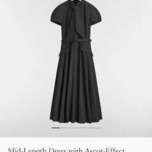 디올 드레스 Mid-Length Dress with Ascot-Effect Tied Collar 2
