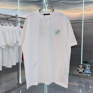 [S~2XL]루이비통 스퀘어 패턴 자수 로고 티셔츠 화이트