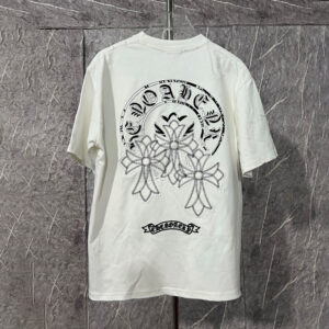 [M~2XL]크롬하츠 빈티지 트리플 크로스 홀스슈 자수 티셔츠 화이트