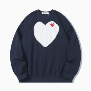[S~XL]꼼데가르송 더블 하트 프린트 패치 스웨트셔츠