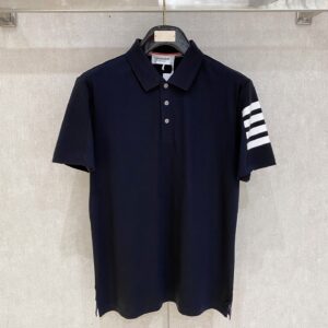 [THOM BROWNE] 톰브라운 4선 스트라이프 카라 반팔 티셔츠 블랙