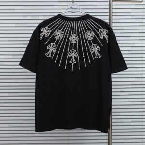 [S~XL]크롬하츠 크로스 라이트 자수 반팔 티셔츠 블랙