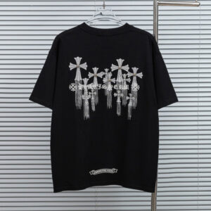 [S~XL]크롬하츠 세메터리 크로스 자수 티셔츠 블랙