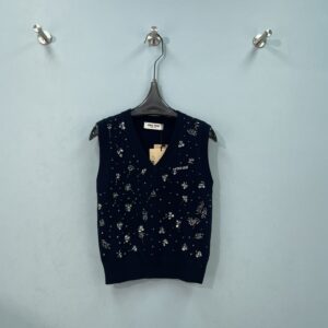 미우미우 캐시미어 베스트 Embroidered cashmere vest