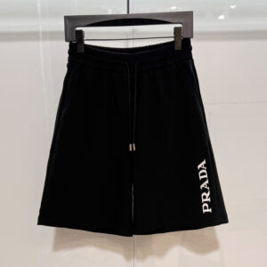[S~XL]프라다 자수로고 버뮤다 팬츠 블랙