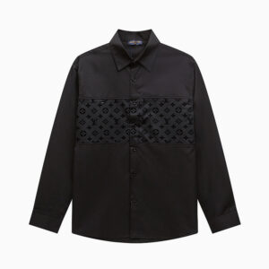 [M~3XL]루이비통 모노그램 배색 패치워크 블랙 셔츠