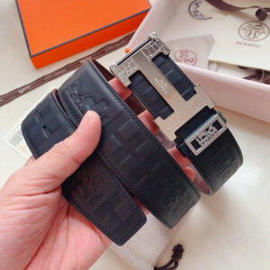에르메스 H로고 디보싱 3.8cm 벨트 실버