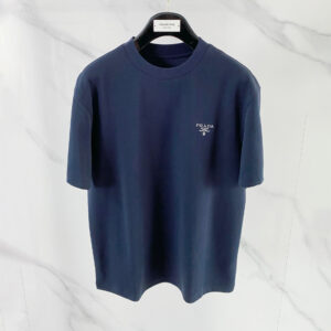 [M~3XL]프라다 자수 로고 심플 반팔 티셔츠 네이비