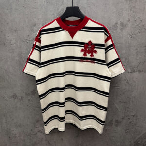 [S~XL]크롬하츠 레드 라인 십자가 패치워크 스프라이트 반팔 티셔츠 화이트