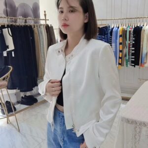 셀린느 트리옹프 모노그램 새틴 크롭 집업 재킷