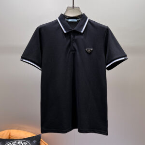 [M~3XL]프라다 스몰 삼각로고 반팔 폴로 티셔츠 블랙