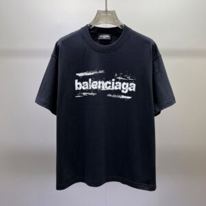 [S~2XL]발렌시아가 스케치 BB 로고 프린트 티셔츠 블랙