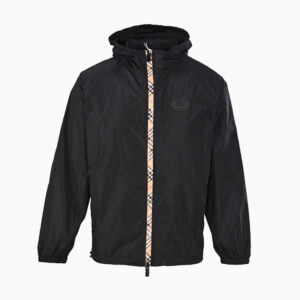 [S~XL]버버리 체커 테이프 나일론 후드 재킷 블랙